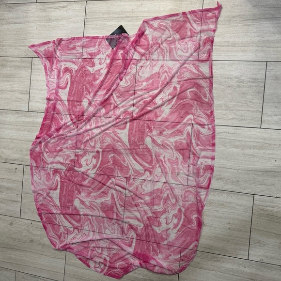 Naked Wardrobe Swim NWT Cover Up - Pink & White - Picture 5 of 6